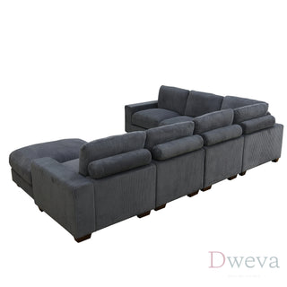 Haven 7-Piece Corduroy Modular Sectional Sofa Set Dweva