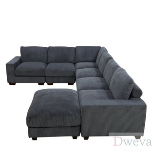 Haven 7-Piece Corduroy Modular Sectional Sofa Set Dweva