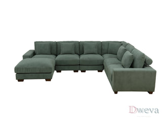 Haven 7-Piece Corduroy Modular Sectional Sofa Set Dweva