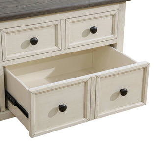 Dark Grey MDF Top and White Oak Drawer Living Room Storage Desk