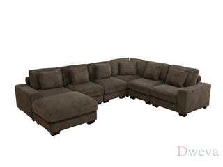 Haven 7-Piece Corduroy Modular Sectional Sofa Set Dweva