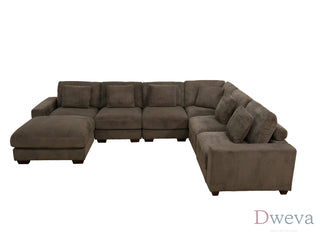 Haven 7-Piece Corduroy Modular Sectional Sofa Set Dweva
