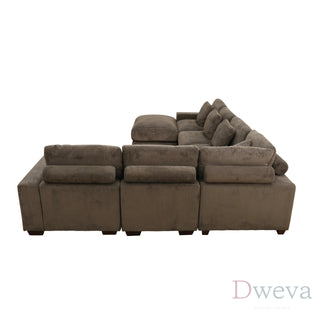 Haven 7-Piece Corduroy Modular Sectional Sofa Set Dweva