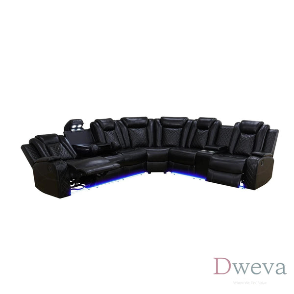 CineLuxe 3-Piece Breathing Leather Power Recliner Sectional Sofa image