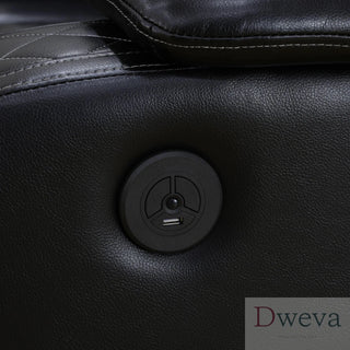 CineLuxe 3-Piece Breathing Leather Power Recliner Sectional Sofa Dweva