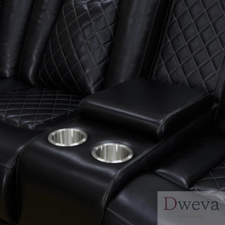 CineLuxe 3-Piece Breathing Leather Power Recliner Sectional Sofa Dweva