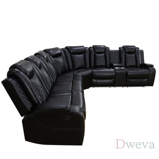 CineLuxe 3-Piece Breathing Leather Power Recliner Sectional Sofa Dweva