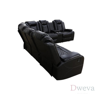 CineLuxe 3-Piece Breathing Leather Power Recliner Sectional Sofa Dweva