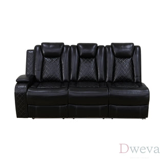CineLuxe 3-Piece Breathing Leather Power Recliner Sectional Sofa Dweva