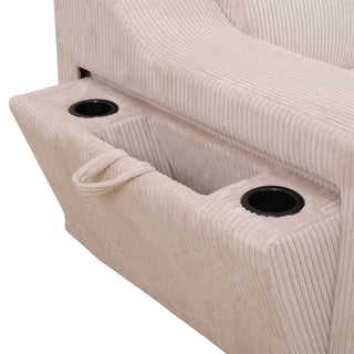 Off-White Corduroy Living Room 3-Piece Extendable Sofa Set