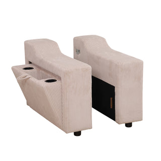 Off-White Corduroy Living Room 3-Piece Extendable Sofa Set
