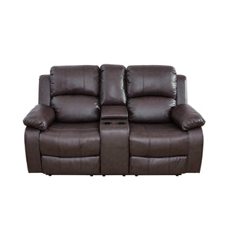Brown Semi PU And PVC Loveseat Living Room Sofa