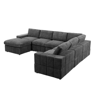 Haven 7-Piece Corduroy Modular Sectional Sofa Set Dweva