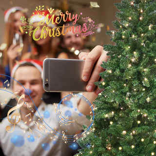 7ft Green Christmas Tree with 400 WiFi-Controlled RGB LED Lights, 1063 PVC Tips, 38 Light Functions, Music Sync, Hinged Structure & Metal Stand – Smart App-Controlled Holiday Tree Dweva
