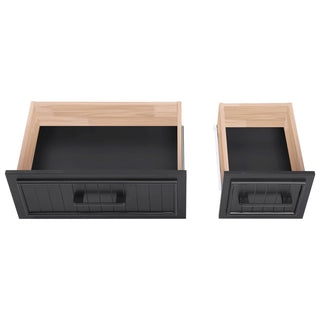 K&K 56.5'' Kitchen Island with Drop Leaf, Power Outlet, Embossed Vertical Stripe Rolling Kitchen Cart on Wheels with 4 Doors , 5 Deep Drawers and Adjustable Shelves, for Kitchen, Dining Room, Black Dweva