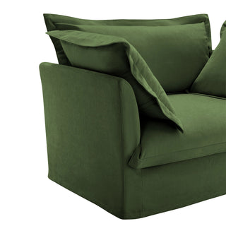 Slipcovered Fluffy Sofa - 2 Seat with Ottoman Dweva
