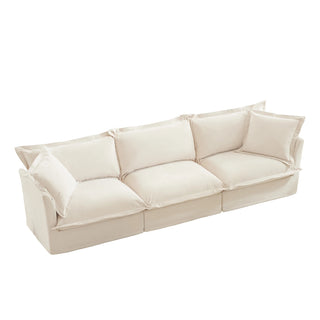 Slipcovered Fluffy Sofa - 3 Seat Dweva