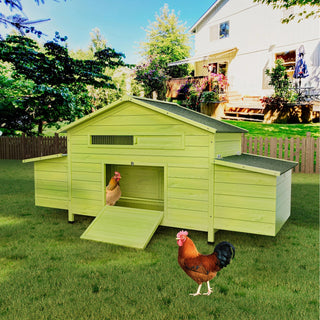 11.12 ft² Large Wooden Chicken Coop with 2 Free-Range Doors, 2 Nesting Boxes & Perch – Outdoor Hen House Poultry Cage Dweva