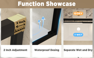 56-60" W × 60" H Tempered Glass with Explosion Proof Film, Aluminum Frame Double Sliding Shower Door, "1/4 (6 mm), Stainless Steel handle, Matte Black Dweva