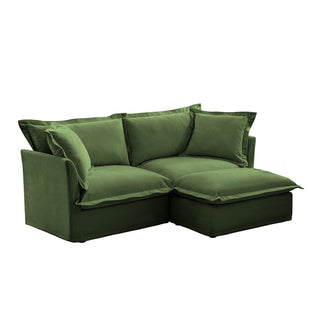 Slipcovered Fluffy Sofa - 2 Seat with Ottoman Dweva