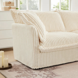 Slipcovered Fluffy Sofa - 4 Seat with Ottoman Dweva