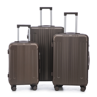 20"/24"/28" 3 pcs/set in ABS Spinner Wheel Luggage, Carry on Suitcase, Matching Color, TSA Combination Lock (Brown) Dweva