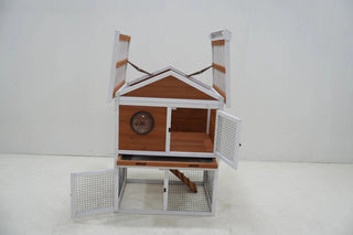 Rabbit Hutch Outdoor, Bunny Cage with Waterproof Roof, Removable Pull Out Tray, 2-tier Wooden Rabbit House for Small Animals, Rabbit Enclosure Suits for Guinea Pigs, Hamster,.Viewing Window Design Dweva