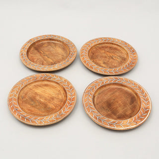 Handcrafted 13" Wood Charger Plate Wooden Dinning Placemat Artisan Wood Tableware Dweva