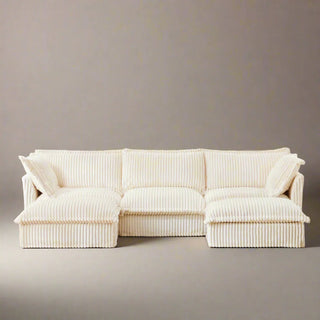 Slipcovered Fluffy Sofa - 3 Seat with 2 Ottoman Dweva