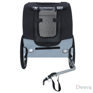 Large Folding Bike Trailer for Dogs – 66LB Capacity All-Terrain Pet Carrier, Durable Steel Frame for Cycling, Jogging, Camping & Outdoor Adventures, Black- Gray Dweva