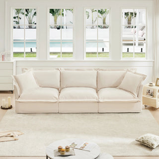 Slipcovered Fluffy Sofa - 3 Seat Dweva