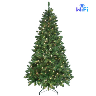 6ft Green Christmas Tree with 300 WiFi-Controlled RGB LED Lights, 751 PVC Tips, 38 Light Functions, Music Sync, Hinged Structure & Metal Stand – Smart App-Controlled Holiday Tree Dweva