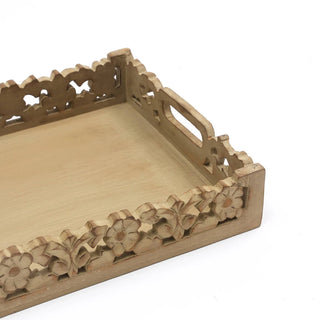 Rossmary Handmade Mango Wood Décor & Serving Tray in Brown color Dweva