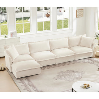 Slipcovered Fluffy Sofa - 4 Seat with Ottoman Dweva