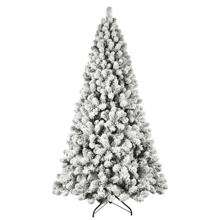 5ft Flocked Pre-Lit Christmas Tree with 200 UL Warm White Lights, 551 PVC Tips, Auto-Unfold Memory Wire, Easy Assembly & Stable Metal Stand – Snowy Holiday Decor Dweva