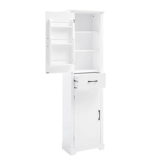 Tall Bathroom Storage Cabinet, Freestanding Storage Cabinet with Two Doors and Adjustable Shelves, Door Shelve Design, MDF Board with Painted Finish, White Dweva