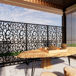 Metal Privacy Screens W3.8Ft X H6Ft Outdoor and Indoor Divider with Free Standing Decorative Privacy Screen for Balcony Patio Garden Room Divider, Black Bird Shape Dweva