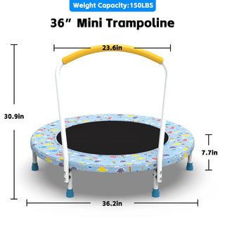 36inch Mini Trampoline for Kids Ages 1-6 Indoor Outdoor Trampoline with Handle Fun for Kids Dweva