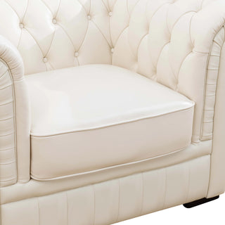 94.5" White Cow Top Leather 3-Piece Living Room Sofa Set