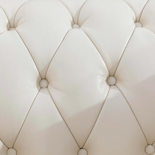 94.5" White Cow Top Leather 3-Piece Living Room Sofa Set