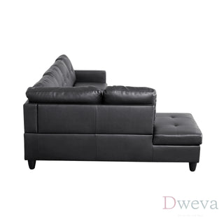 Vetra 3-Piece Faux Leather Sectional Sofa Set Dweva