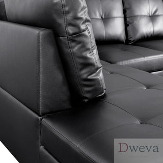 Vetra 3-Piece Faux Leather Sectional Sofa Set Dweva