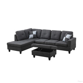Vetra 3-Piece Linen Sectional Sofa Set Dweva
