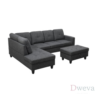 Vetra 3-Piece Linen Sectional Sofa Set Dweva