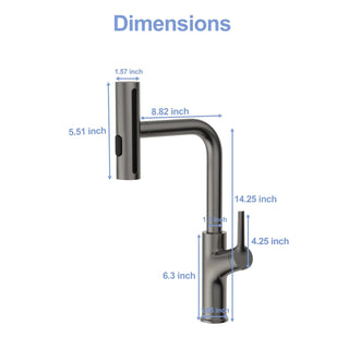 360° Pull-Down Kitchen Faucet with 4 Spray Modes, Gunmetal Black Dweva