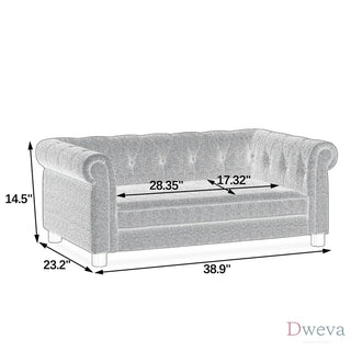 Elegant rectangular pet bed for small and medium-sized dogs, durable elevated dog sofa bed, comfortable dog sofa, modern and fashionable linen fabric dog sofa-Light grey Dweva
