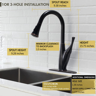 Kitchen Faucet with Pull Out Spraye, Oil-Rubbed Bronze Dweva