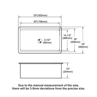 Undermount White Kitchen Sink Workstation - 33 inch White Porcelain Ceramic Single Bowl Dual Mount Kitchen Sink Dweva