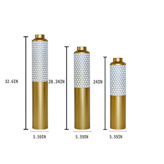 Floor metal vase modern style decoration home droplet shaped white metal vase 3-piece set gorgeous home decoration large glazed metal vase Dweva