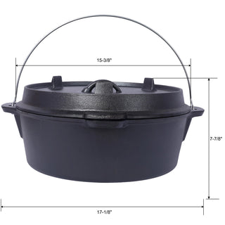 Pre-Seasoned Cast Iron Dutch Oven With Skillet Lid, Outdoor Camping Deep Pot for Camping Fireplace Cooking BBQ Baking Campfire, With Iron Pot Rack, 12 Quart Dweva